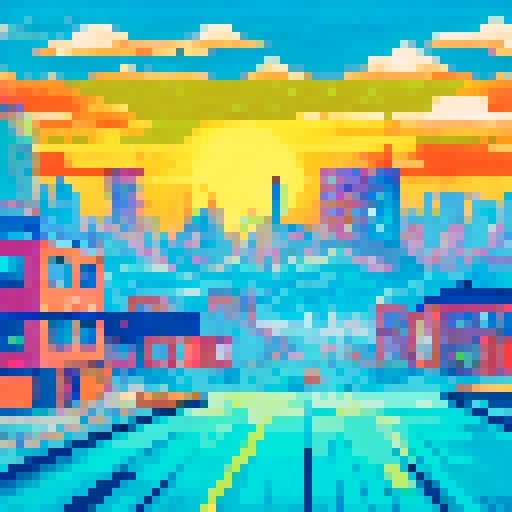 The optimistic future in the background to the right with bright colors and technology, with decaying factories in the foreground to the left with a person on the left side staring off at the future, with the bad of their head to the audience.