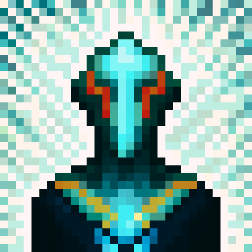 Alien creature with exotic features, wielding a futuristic gun, in a captivating and unusual environment like a barren alien desert, dense alien jungle, or futuristic cityscape, close-up, skill art, game icon style, 32x32 pixel art, sRGB, portrait, with a stance and expression that showcases its power and precision