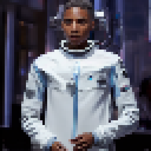 Ekko, a time-manipulating teenage inventor, races through a futuristic cityscape on his hoverboard, dodging neon signs and skyscrapers as he escapes a group of menacing robots.