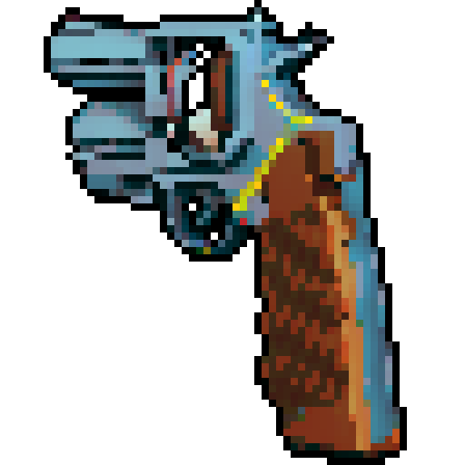 a revolver that is reloaded with a single blue bullet and is spun randomly