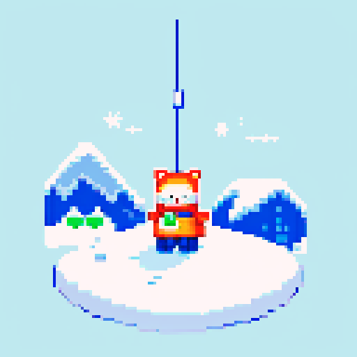 pixel art, sRGB, winter town mountain range, tiny pixel seal sitting, tiny human eskimo character, hanging out