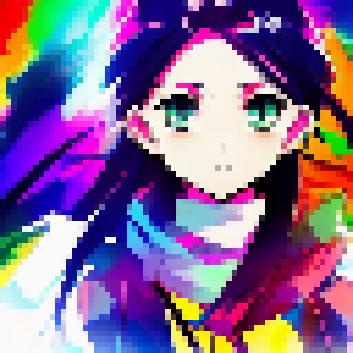 Vivid colors, detailed anime character 
