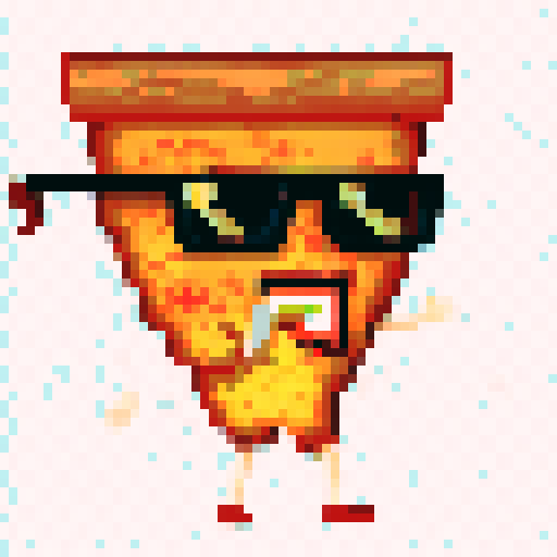 pizza slices with different traits (glasses, body, mouth, eyes, border, background)