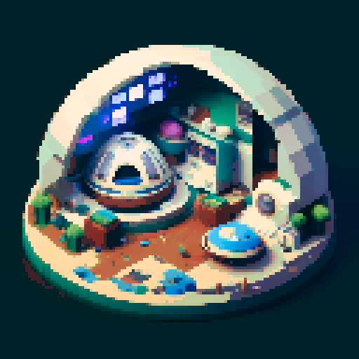 The interior of a small, rounded spaceship interior with smooth, curved walls. The top half is large windows in the back showing space. Like a gachapon. In the center is a cryo-pod with a sleeping human inside.