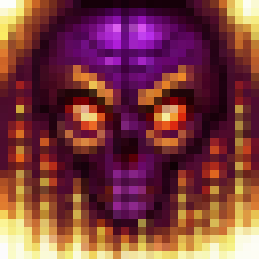 Dark purple swirls, skeletal hands, and glowing eyes converge in a hauntingly ominous 32x32 skill art icon for The Necromancer's ability: Ominous Leeching.