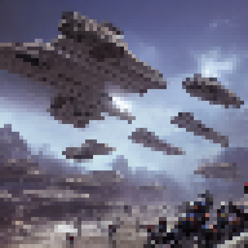 Vibrant colors, intricate details, and a mix of art styles come together to depict a fierce battle between an army of stormtroopers and a group of rebel fighters on Star Wars Day.