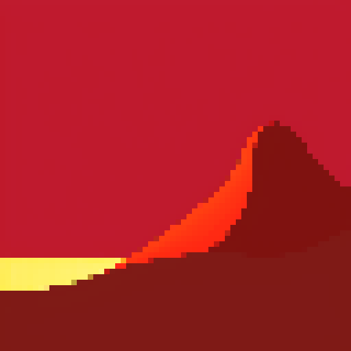 Sand dunes rippling in red light, hourglass motif, pixel art, sRGB