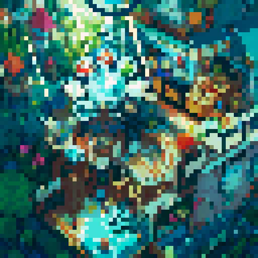 vibrant colors, intricate details, sharp edges, pixel art, sRGB