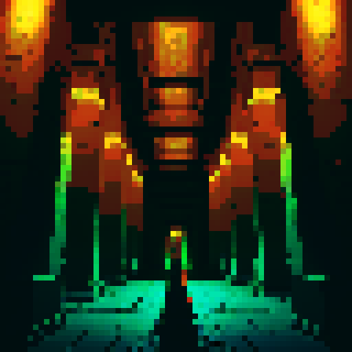 lovecraftian cult, spynx, egyptian temple, pixel art, sRGB, eerie shadows, eldritch symbols, weathered hieroglyphs, ethereal glow, twisted architecture