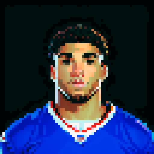 nfl football player, profile view, forward-facing, wearing jersey, no helmet, game icon style, 32x32 pixel art, sRGB, skillful expression, close-up portrait