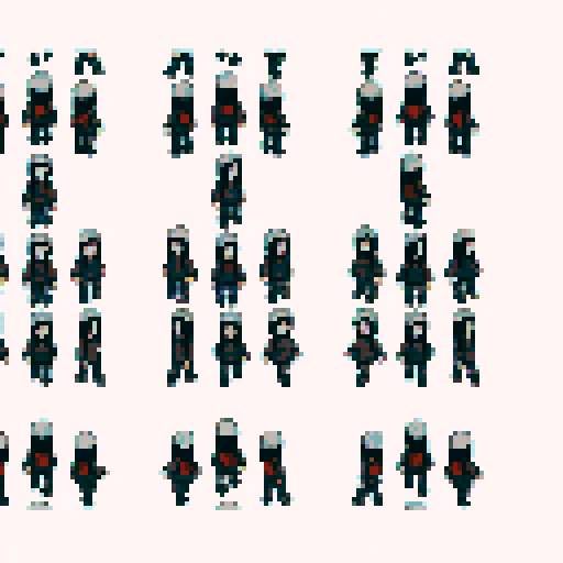 "Teary-eyed, pale-skinned character holds syringe with dark circles, fully rendered in anime-style pixel art, in 4-directional full-body"