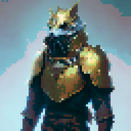 Knight in full golden armor for an rpg.