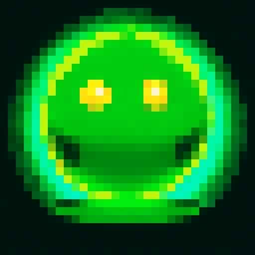 small green glowing orb, retro-style 16-bit, 16x16, pixel art, sRGB