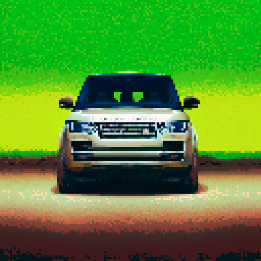 Photorealistic, centered a hole Land Rover Range Rover in a three quarter view, right wheel in front, clean background, pixel art style with sRGB colors
