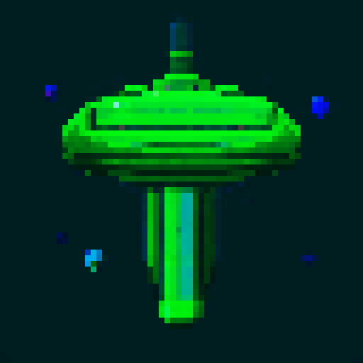 Space ship, green colors, top down 