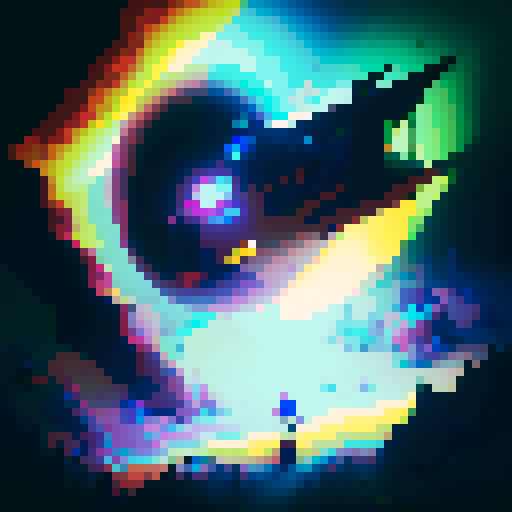mystery box with vibrant colors, glowing from within, pixelated and vibrant hues, reminiscent of retro video games, sRGB color profile