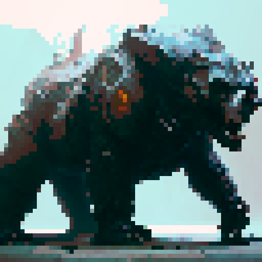 Bloody, undead skeleton bear with a missing jaw, prowling through a fantasy RPG world