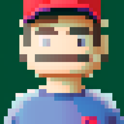 Pixelated school boy, age 10, with a smile on his face, wearing a baseball cap. Looks like Nes from Earthbound. Should have a cartoonish look.