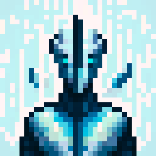 armoured warrior, futuristic pistol, pixelated details, vibrant colors, intense gaze, detailed helmet, shiny metallic surface, intricate engravings, heroic stance, dynamic pose, dramatic lighting, immersive game world, skillfully crafted textures, captivating character design