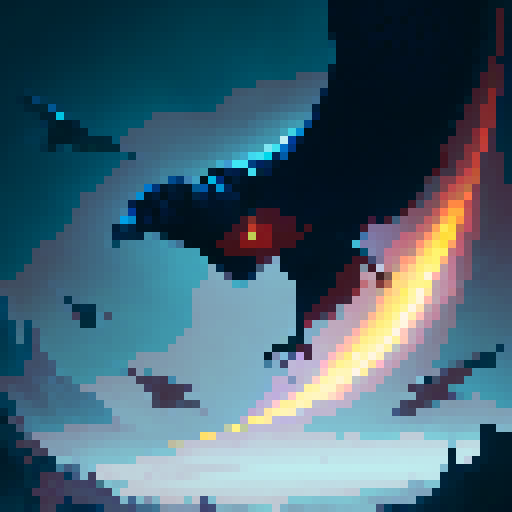 Dark, menacing raven with fiery red eyes, mystical, enchanted forest, ready to attack, fantasy RPG