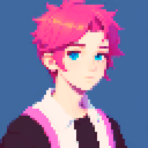portrait, sprite art, gender neutral, nonbinary, barista, trendy, queer, cozy, cute, soft eyes