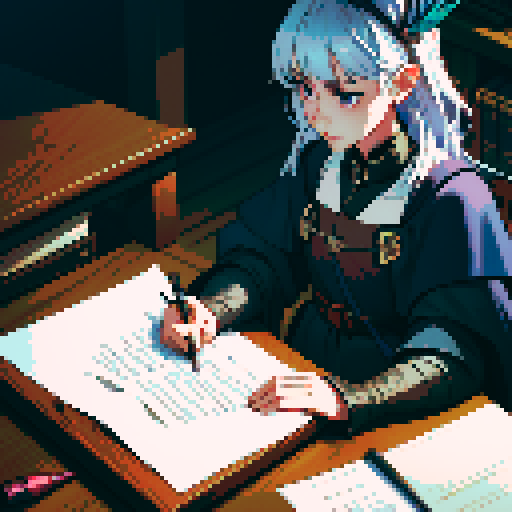 block, wooden interior, isometric, medieval, writing table, feather pen, ink, paper, papers, royal seal, law, dark