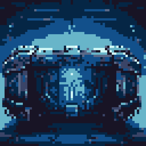 mystery box, stone, metall, shiny, pixel art, sRGB, vibrant colors, glowing lights, intricate patterns