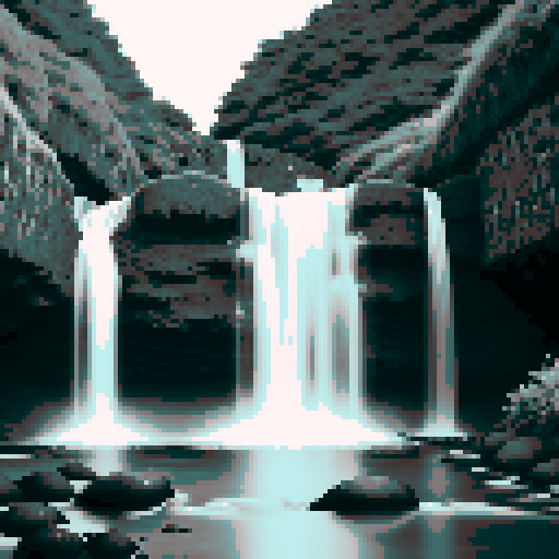 A simple waterfall on an island in Scotland in black and white