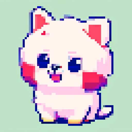 portrait, sprite art, cute, small dog, cute dog, fluffy, pixel art, sRGB