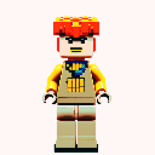 lego pixel, vibrant colors, blocky shapes, small plastic bricks, isometric perspective, retro video game, low resolution, 8-bit graphics, sharp edges, square grid, limited color palette, nostalgic feel, brick-built characters, iconic lego logo, digital recreation, detailed textures, crisp lines, simplified forms, nostalgic gaming vibes