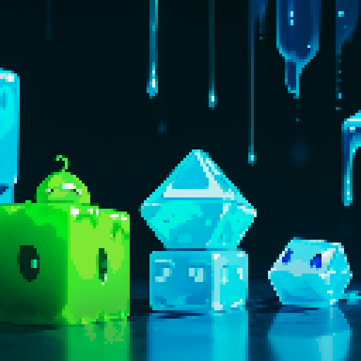 Blue Slime cube, Gelatinous cube, giant Slime, boss fight
