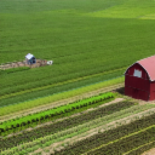 a colorful farm with variety of crops