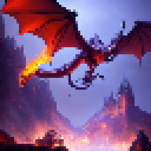 Fiery dragon coils around a medieval castle, spitting flames at armored knights and casting an ominous glow on the surrounding forest, all in the fantastical style of a classic RPG.