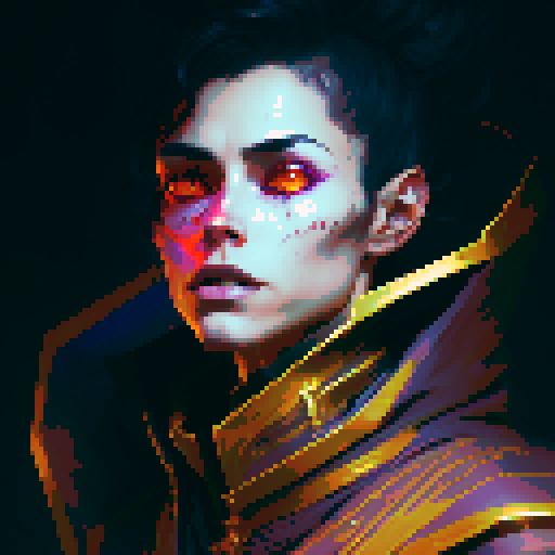 Dark Evil Wizard with black hair and bright eyes, wearing a red and black robe with golden-trimmed lining, conjuring a blazing fireball in a fantasy RPG style