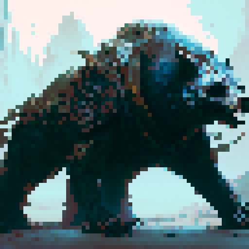 Bloody, undead skeleton bear with a missing jaw, prowling through a fantasy RPG world