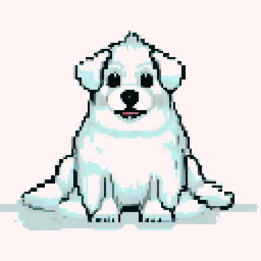Use the puppy in the reference image as model. Generate pictures of the Puppy walking in a forest during the night, under the moon, in pixel art
