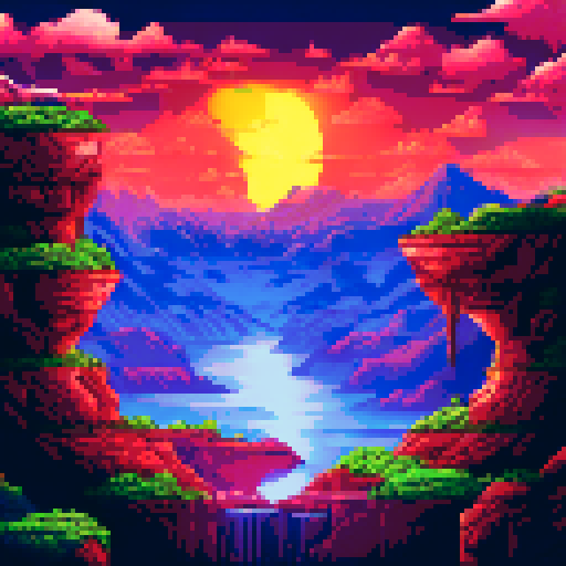 Vibrant dark red alien planet sky