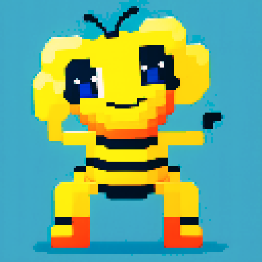 antropomorphic smiling bee in pants