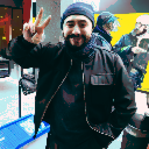 Neon lights reflecting off wet pavement, a lone cyberpunk with a katana drawn, standing in front of a towering corporate skyscraper, with a cityscape of electronic billboards and holographic advertisements in the background, all in anime style