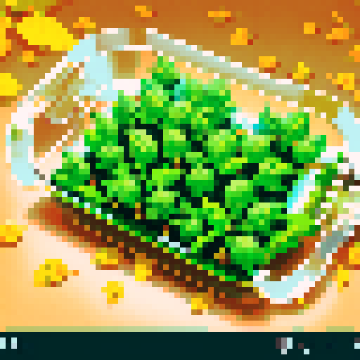 weed, vibrant green leaves, resin-covered buds, transparent bag, pixel art, sRGB