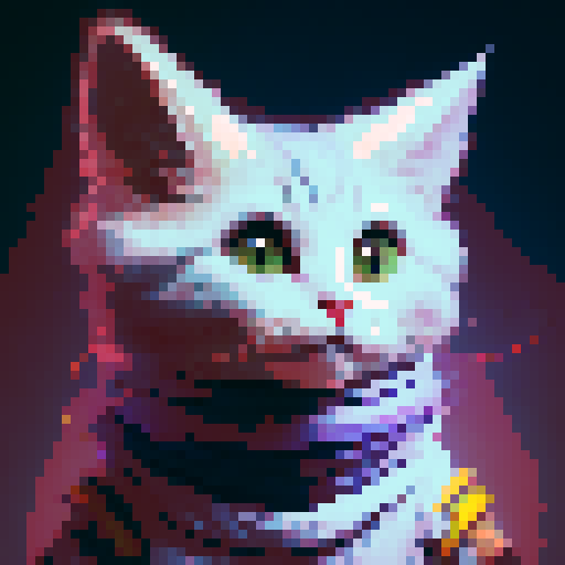 Create a whimsical pixel art spritesheet of a mischievous cat with a playful expression