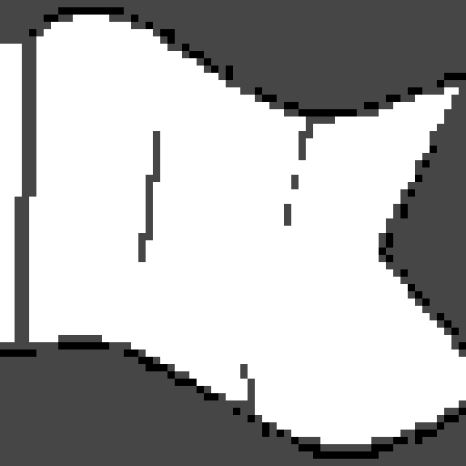 Create a pixel art flag featuring the letter 'K' and its inverted counterpart. The flag should be simple, using only black and white colors. The design should feature the 'K' with a black square background on the left and the inverted 'K' with a white square background on the right.