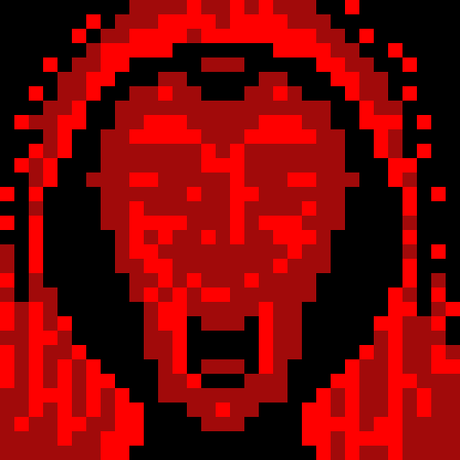 psychosis, pixelated face, intense expression, vibrant colors, game icon, 32x32 pixel art, sRGB, skill art, close up, portrait