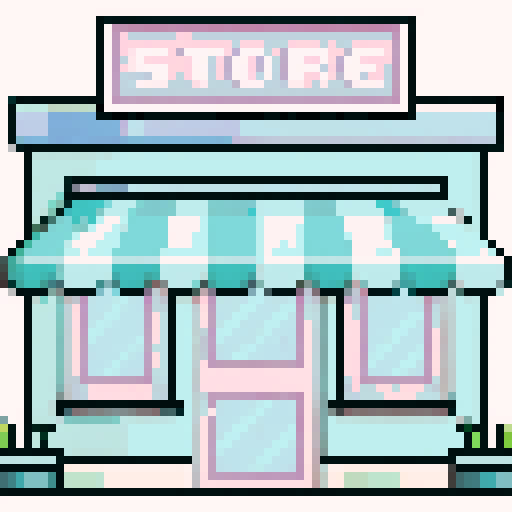 a 8bit game style energy bar shop with playful and joyful vibes