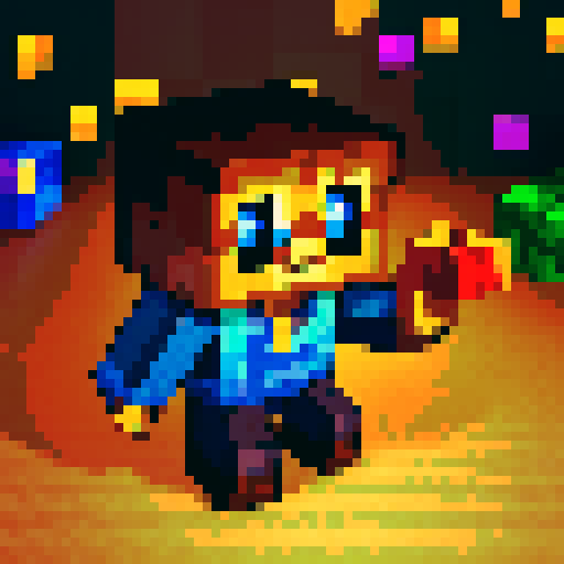 32*32 pixel art, 2d, cute-sy, small man minecraft-style image, very rich corporate man, sunglasses, surrounded by diamond, gold