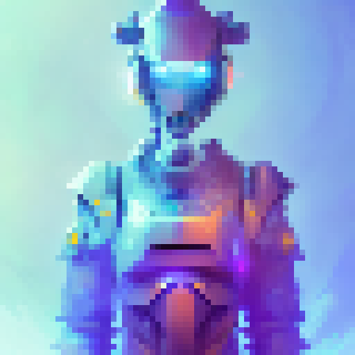 "Robotic overlords dominate the TA Times' futuristic magazine cover with vibrant colors and a fantasy RPG-inspired art style."