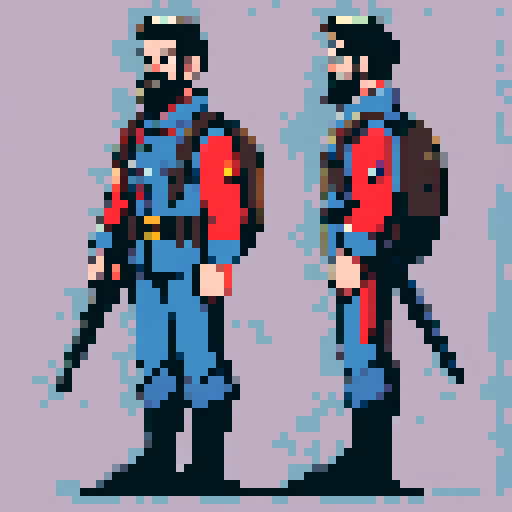 character portrait, soldier, guard, mean-looking, rough beard