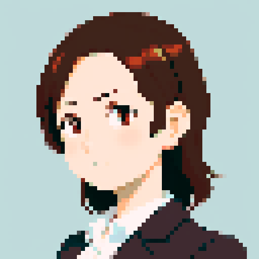minister of economy, brown hair, close-up, confident stance, anime style, pixel art, suit, front view, 40-years-old, front view, bust 