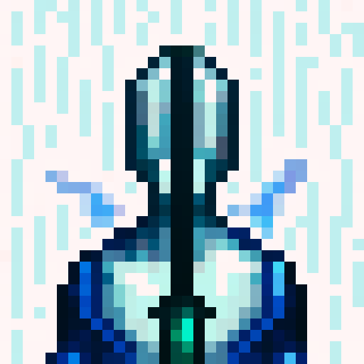 armoured warrior, futuristic, metallic, glowing, vibrant colors, detailed, intricate design, pixelated, pixel art, game icon, sRGB, 32x32, close up, skill art, menacing, portrait