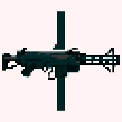 M4A1 Rifle icon, white background, black icon, pixel art